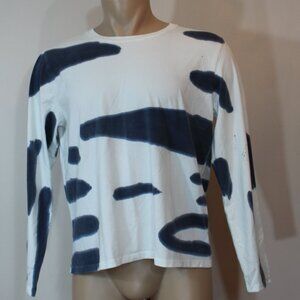Patrick Assaraf Long Sleeve Blue  Tie Dye Tee crew neck  men size Large